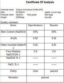 White Powder Sodium Sulfite Anhydrous Na2so3 For Dechlorination / Bleaching
